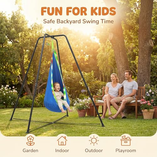 Heavy Duty Swing Frame, 350LBS Metal Swing Stand for Kids & Adults, A-Frame Indoor Outdoor Swing Stand with Dual-Bolt Locking System, Double-Layer Anti-Slip Feet, Fits for Most Swings