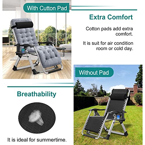 DoCred Zero Gravity Chair, Lawn Recliner, Reclining Patio Lounger Chair, Folding Portable Chaise with Detachable Soft Cushion, Cup Holder, Headrest - color: Dim Gray, style: Zero Gravity Chair