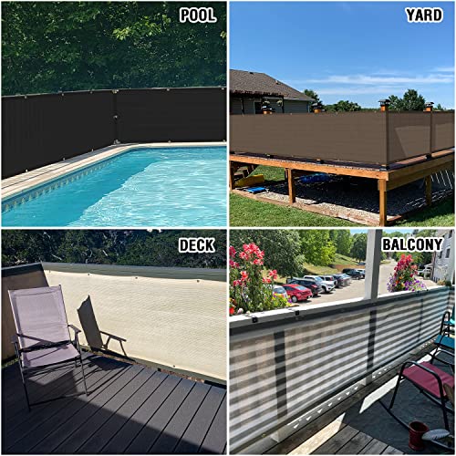 E&K Sunrise 3' x 25' Balcony Privacy Fence Screen Cover with Zip Ties Outdoor Screen Fence UV Protection for Deck Patio Backyard Apartment Pool Porch (Brown)