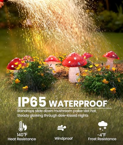 18 Pack Solar Mushroom Lights Outdoor, Garden Outdoor Decor, 8 Lighting Modes, IP65 Waterproof, Crystal-Clear Fairy Decoration for Pathway/Yard/Flower Bed/Patio/Landscape/Backyard/Dwarf, String 2×30FT - color: Bounce Red, size: 18 Pack
