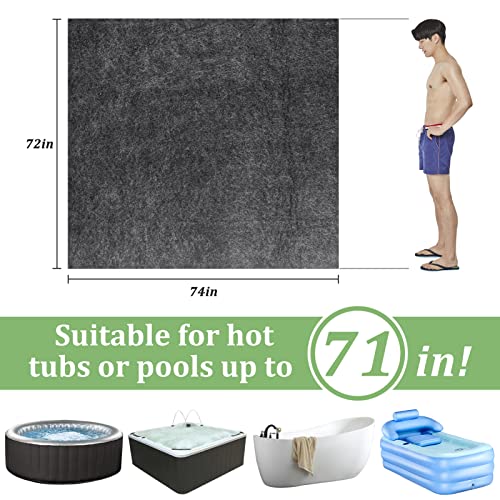 74" X 72" Hot Tub Mat, Large Inflatable Hot Tubs Floor Pad, Anti-Slip Waterproof Spa Pool Ground Protection, Hot Tub Flooring Protector, Protect The hot tubs from wear, Suitable for Outdoor Indoor