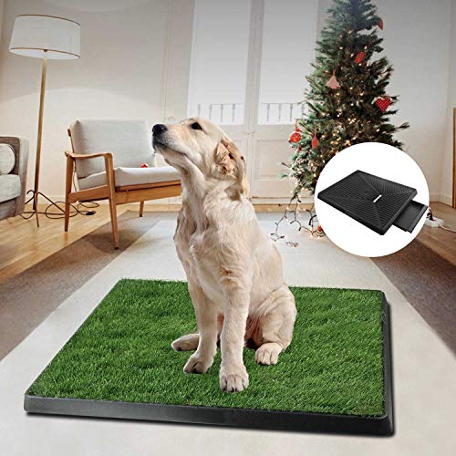 Dog Grass Pad with Tray, Dog Litter Box, Grass Pad for Dogs Indoor&Outdoor, Dog Potty Tray, Washable Puppy Pee Pad Turf for Dogs to Pee on Balcony Patio (25" x 21")