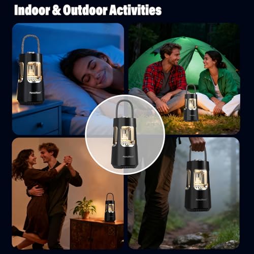 LED Camping Lantern Rechargeable,Outdoor Bluetooth Speakers, 4000mAh ,IPX4 Waterproof ,Dimmable Tent Lights for Power Outages, Decorations for Party Garden Patio/Pool (Black) - color: Black