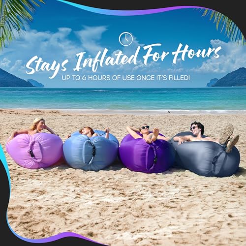 Nevlers Navy Inflatable Couch Air Sofa | 210T Polyester Blow Up Chairs | No-Pump Inflatable Lounger | Air Chair w/ 450 lbs. Capacity, Pockets & Matching Bag | Use as Blow Up Couch for Adults & Kids - color: Navy Blue, size: 1 Pack