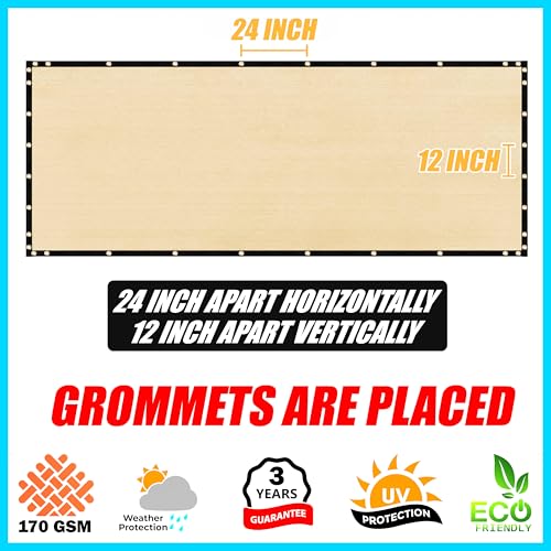 ShadeMart 4' x 50' Beige Fence Privacy Screen Windscreen Shade Fabric Cloth HDPE, 90% Visibility Blockage, with Grommets, Heavy Duty Commercial Grade, Cable Zip Ties Included (We Customize Size) - color: Beige, size: 0 4' x 5 0'