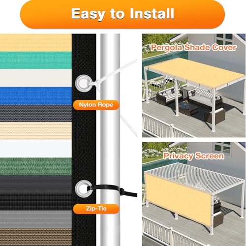 Artpuch Outdoor Pergola Shade Cover 4x6 FT Sun Shade Cloth with Grommets Sand Commercial Grade Patio Privacy Screen Shade Canopy (Customized Available) GN04 - color: Sand, size: 4' X 6' Customized