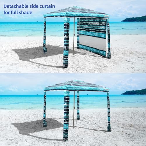 Jihfmo Beach Cabana, 6.2'×6.2' Beach Canopy with Side Wall, UPF 50+ UV Protection Easy Setup Tent Sun Shelter with Sand Pockets for Whole Family (Green Stripes) - color: Green Stripes