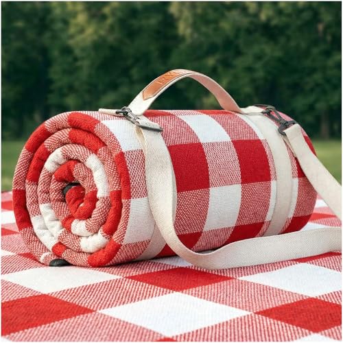 Extra Large Outdoor Picnic Blanket Camping Beach Mat Mama Mommy Mom Ever from Daughter Son Birthday Groom Bride Law Step Mom Stepmom Present Regalos para el día de Las Madres Mujer - color: Plaid Red