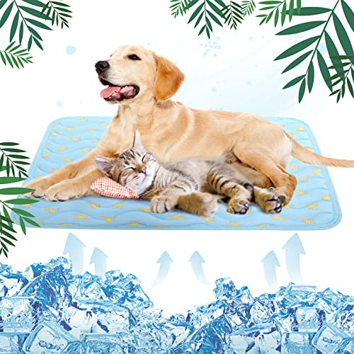 Dog Cooling Mat, Summer Cooling Mat for Dogs, Self Cooling Pad for Small Medium Large Dogs Cats, Non-Toxic Breathable Sleep Bed Summer Pet Bed Puppy Ice Blanket for Kennel Sofa Bed Floor - color: Blue, size: S