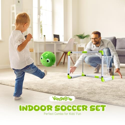 VangeBow Toddler Toy Soccer Goals for Backyard Indoor with Soft Plush Dinosaur Ball, Mini Soccer Nets and Ball Set for Kids(Pump Include) - style: Dinosaur Ball & Goal