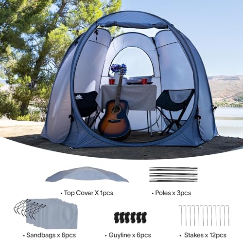 Alvantor® Pop Up Screen Tent House Room Instant Outdoor Camping Canopy Sun Shelter Gazebo for Patio, Backyard & Deck, Privacy Tent(2-10 People, 8'x8' 10'x10' 12'x12') - color: Gray, size: 8x8FT
