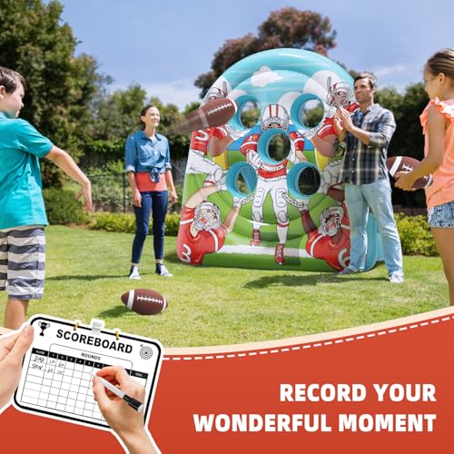 6FT Giant Inflatable Football Target Toss Game - Fun Indoor & Outdoor Yard Games for Kids & Adults, Football Party Throwing Games, Carnival Games, Camping & Tailgate Lawn Activities - color: Blue