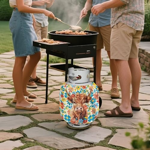 Propane Tank Covers 20lb Sun Moon Outdoor 600D Heavy Duty Waterproof Covers Fits Standard 20 lb Cylinder, 13.7'' x 16.5'' for Rv Trailer - color: Sun Moon