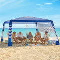 Zeraty Beach Cabana 8'×8', Portable Beach Canopy with Side Wall, UPF 50+ Silver-Coated Beach Tent Sun Shelter, Wind Resistant Adjustable Altitude Beach Umbrella Tent for Family, Navy Blue - color: Navy Blue