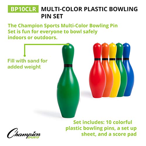 Champion SportsWeighted Foam Bowling Pin Set - color: Multicolored, size: 10 Pin Set (Ball Sold Separately)