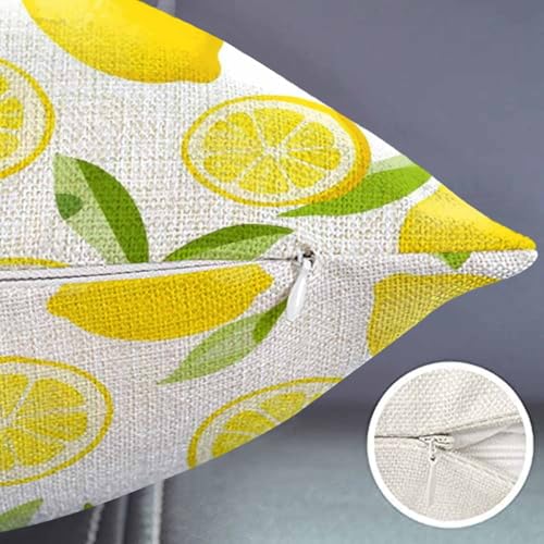 Smooffly Lemon Fruit Leaves Cotton Linen Throw Lumbar Pillow Case Cushion Cover Home Office Decorative Rectangle 12 X 20 Inches - color: Swn13