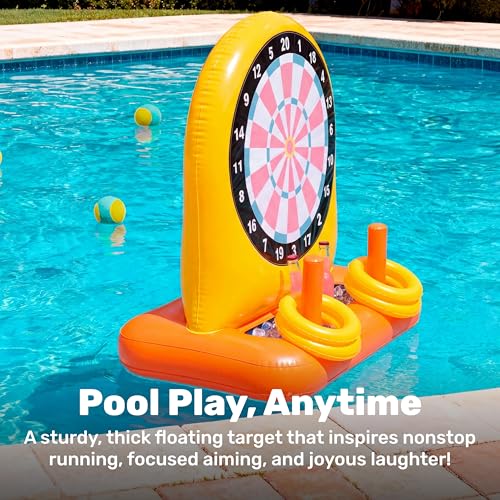 SLOOSH 2-in-1 Fun Pool Toys Set for Kids, Inflatable Dart Board & Ring Toss Game, Pool Floats Water Game Toys for Beach Yard Outdoor Ball Play, Party Birthday Gift for Kids Teen Adult