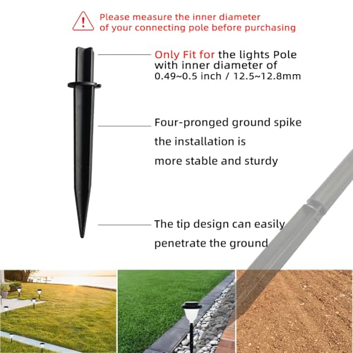 10 Pack Solar Light Stakes Replacement (Fit for Inner Diameter 0.49 inch), Plastic Reinforced Ground Spikes for Solar Wheat Ear Flower Light Outdoor Landscape Path Christmas Yard Garden Deco - size: ID-0.49"ABS