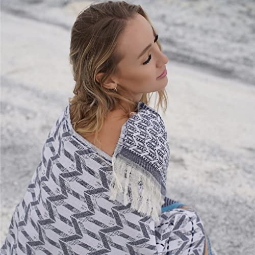 BAGNO MILANO Beach Towels Organic Turkish Cotton Soft, Quick Dry Oversized Turkish Towel Throw Blanket for Beach, Yoga, Spa, Pool (Beach Towel, Myra Blue) - color: Myra Blue