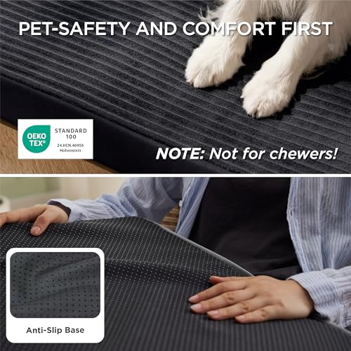 Bedsure ComfyFleece Dog Bed Medium Size Dog - Orthopedic Pet Beds with Removable Washable Cover, NOT Waterproof Egg Crate Foam Puppy Mat, Suitable for Pet Up to 35 lbs, 29"x18"x2.8", NOT for Chewers - color: Black, size: 29x18x2.8