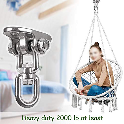 IOH Heavy Duty Swing Hangers Stainless Steel 304, Double Protection Design,【2000 lb Capacity】 360° Rotation, Playground Porch Yoga Seat Trapeze, Hammock Chair, Swing Set Indoor Outdoor