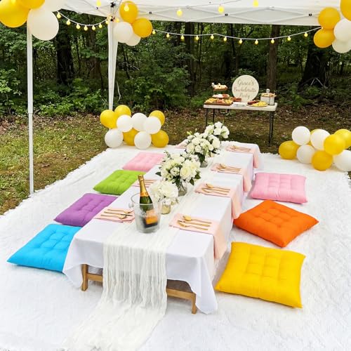 Extra Large Outdoor Picnic Blanket with Table Runner and Floor Pillow Cushion for Picnic Wedding Birthday Baby Shower Backyard(91 x 71'',Bright Color,6-Person) - color: Bright Color