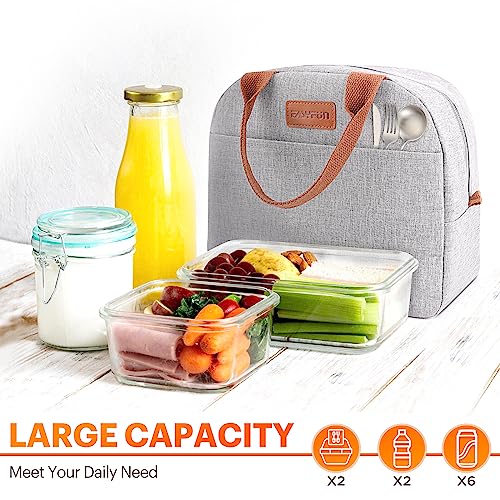 Lunch Bag for Women & Men Adult Insulated Lunch Box, Small Leakproof Cooler Food Lunch Containers Reusable High Capacity Lunch Tote Bags for Work, Travel, Outdoor (Grey) - color: Gray