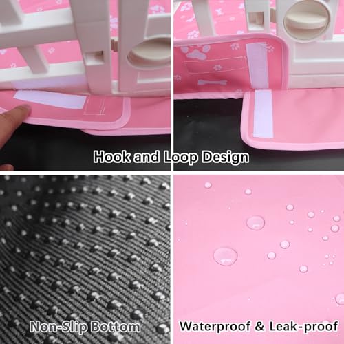 Dog Playpen Bottom Pad Fits for 36 Inch 4 Panels Exercise Pet Playpen, Dog Crate Pad Puppy Playpen Pad, Hoop and Loop Design (Note: Playpen Not Included). -Pink - color: Pink