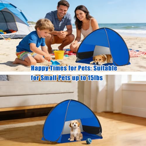 Mini Pop Up Beach Tent, Automatic Instant Mini Dog Tent for Dog Shade & Head Canopy, Laptop Shade for Working Outside, Portable Lightweight Mini Pop Up Canopy for Camping Hiking Picnic (Blue) - color: Blue