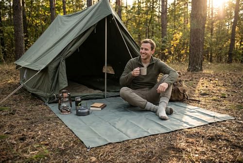 Outdoor Pocket Blanket, 55"x60" Waterproof Foldable Compact Small Pincic Blanket, Ultralight Tarp for Camping, Festival, Beach, Hiking, Backpacking, Travel and More, Stakes Included - color: Army Green, size: 55"*60"