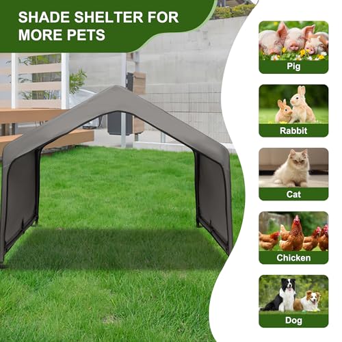 Summertrail Extra Large Dog House Outside, Dog Tent Outdoor, Big Dog Shade Shelter Doghouse Canopy, Water Resistant Dog shelter with Ground Nail, Gray Sun Rain Cover for Pet Cat Livestock 4'x 4'x 3.3 - color: Gray Dog Tent