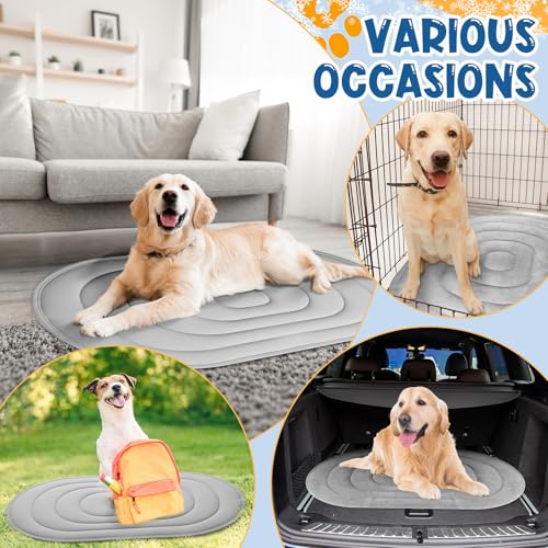 4 Pack 35" x 19" Cooling Mats for Pet Dog with Storage Bags - Reversible Ice Silk & Velvet Pad Washable Summer Comfort for Crate, Bed, Sofa, Car, and Outdoor Use