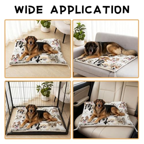 Nttopship Dog Cat Bed Mat Ultra Soft Fluffy Pet Bed Washable Fashion Dog Crate Beds Comfy Comfy Pet Sleeping Pad Suitable for Pet Raised Bed(30"x26") - color: Dog, size: Medium