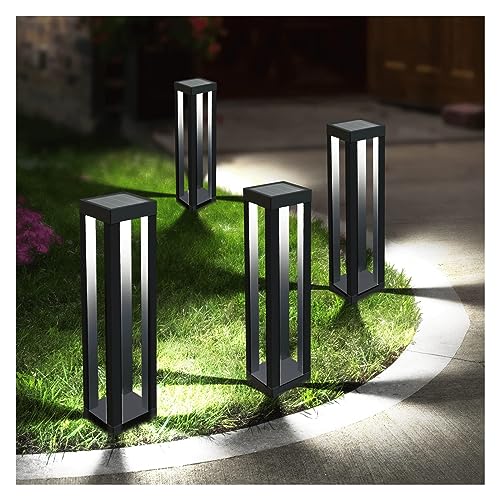 Solar Powered Outdoor Floor Lamp, Stainless Steel Solar Street Lights, Solar Floor Lamp Waterproof Deck Lights for Garden, Yard, Pathway, Porch - size: 19"H - 4Pack