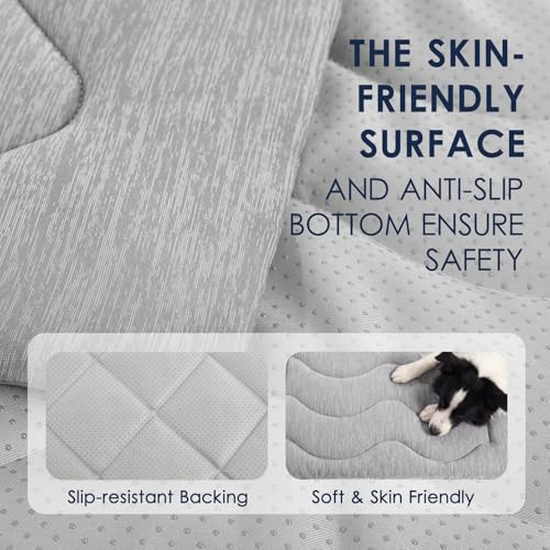 ASENKU Dog Cooling Mat, Portable & Durable Cooling Mat for Dogs, Summer Anti-Slip Breathable Cooling Bed for Medium-Large Dogs 35–60 lbs (Husky, Bulldog, Border Collie), 36x28 inches, Grey Diamond - color: Light Grey, size: Large