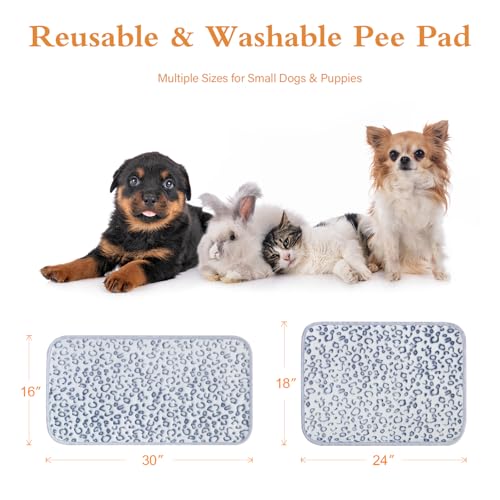 Qeils Reusable Puppy Pads, 2 Pack Washable Pee Pads for Dogs, Waterproof Non Slip Wee Wee pad, Absorbent and Leakproof Training Mats for Potty, Crate, Playpen, Bed, Sofa, 16"x 30" - size: 16x30(pack of 2)-Blue