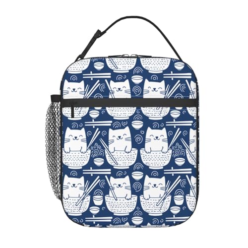Reusable Ramen Lunch Box for Kids Girls Boys Women Adult, Insulated Noodle Bowl Cat Lunch Bag,Polyester Cooler Handbags Case for School Picnic Work Travel Outdoor Beach or Hiking - color: Ramen 01