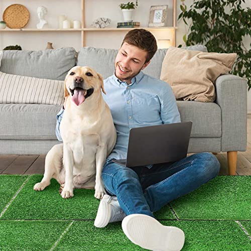 Amylove 6 Pcs Puppy Artificial Grass Pee Pads 14'' x 18" Fake Grass Turf for Dogs Washable Artificial Grass Rug Pet Potty Training Fake Grass Patch Mat with Drainage Hole for Outdoor Indoor Garden Use