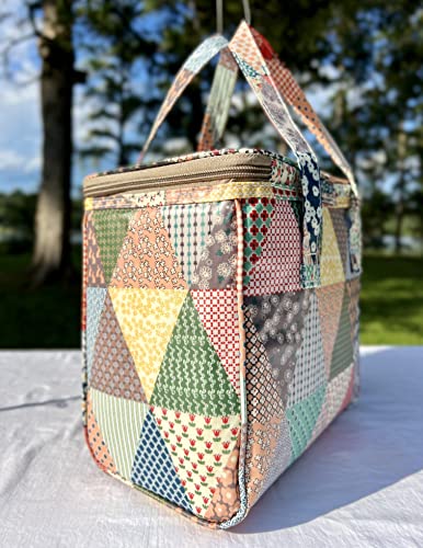 Kwang Min Floral Insulated Lunch Bag for Women,Reusable Lunch Box,Large Cooler for Office,Picnic Outdoors,Premium Quality Waterproof Fabric,Ideal Gift for Outdoors and work (Patchwork) - color: Patchwork Quilt