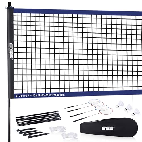 GSE Games & Sports Expert Outdoor Yard Sports Net Game Set for Backyards, Parks, Beach, Lawn. Volleyball Set, Badminton Set OR Volleyball & Badminton Combo Set Available - style: Deluxe Badminton Set