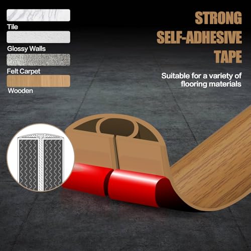 Floor Cord Cover Self Adhesive Cord Hider,10FT Cable Management, Extension Strip Protector for Wires, Prevent Cable Trips for Offices, Gyms, Exhibitions Cavity:0.3"(W) x 0.28"(H) Brown Wood - color: Brown Wood, size: 0.78" x 10'