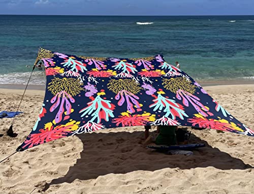 Neso Portable Beach Tent Sun Shelter - Lightweight Beach Shade Canopy - Easy Setup for Family Outings - Patented Reinforced Corners - UPF 50+ Sun Protection - color: Save the Reef