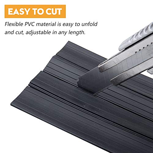 20Ft Floor Cable Cover, Floor Cord Protector 3 Channels Contains Cords, Cables and Wires, Perfect for Office, Home, Workshop, Warehouse, Concert, or Other Outdoor Surroundings (Black) - size: 20FT