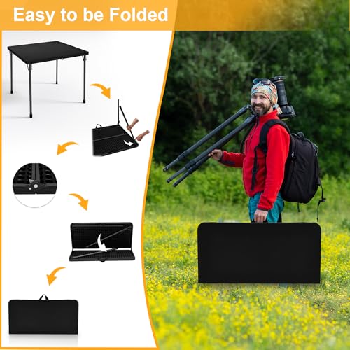 Kasunpul 34" Folding Table, Portable Square Folding Card Table with Collapsible Legs & Carrying Handle, Plastic Tables for Camping,Picnic, Office, Party, Black - color: Black