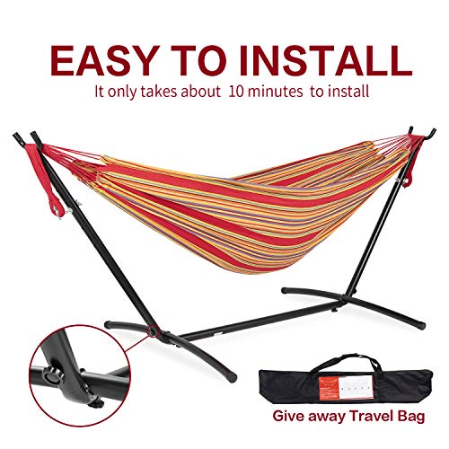 PNAEUT Hammocks and Stand Double (Red) - color: Red