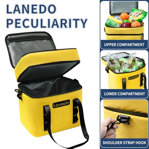 Lisa Lunch Soft Cooler 20/36 Can, Insulated Bag Portable Ice Chest Box for Lunch, Beach, Drink, Beverage, Travel, Camping, Picnic, Car, Trips, Cooler Leak-Proof - color: 20 can yellow