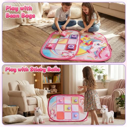Bean Bag Toss Game for Kids - Cornhole Board Outdoor Toys for Toddlers -Party Activities Carnival Outside Yard Backyard Beach Lawn Games Toy for Kid Boys Girls Age 3 4 5 6 7 8 Year Old Birthday Gifts - style: Unicorn