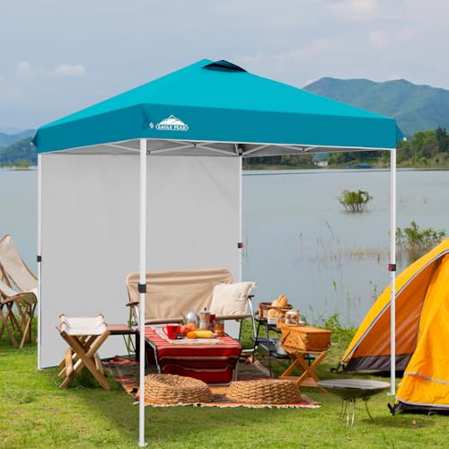 EAGLE PEAK Commercial Canopy 6.6x6.6 Pop Up Canopy Tent with 1 Sidewall, Easy Setup Heavy Duty Instant Event Shelter for Vendors & Markets, Outdoor Sun Shade, Turquoise - color: Turquoise, size: 6.6x6.6
