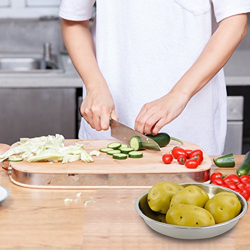 Morcte Stainless Steel Round Plates Dish Set for Dinner Plate, Outdoor Camping, BBQ, Set of 4