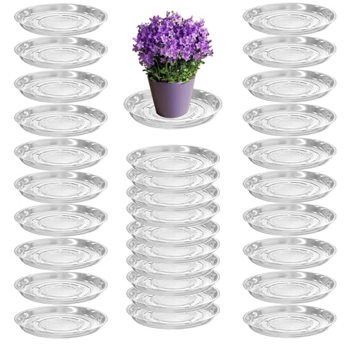 30 Packs 6 Inches Clear Plant Saucers for Indoor Outdoor Use Heavy Duty Plastic Plant Trays for Planter Bulk Flower Pot Drip Trays to Catch Water, 4 to 20 Inch - size: 6 Inches